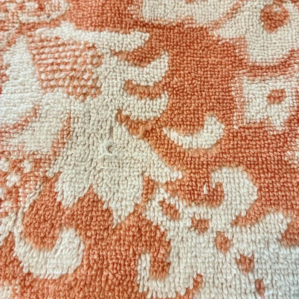 VTG Callaway Bath Towel, Hand Towel Grand Damask Floral Peach Orange *READ*
